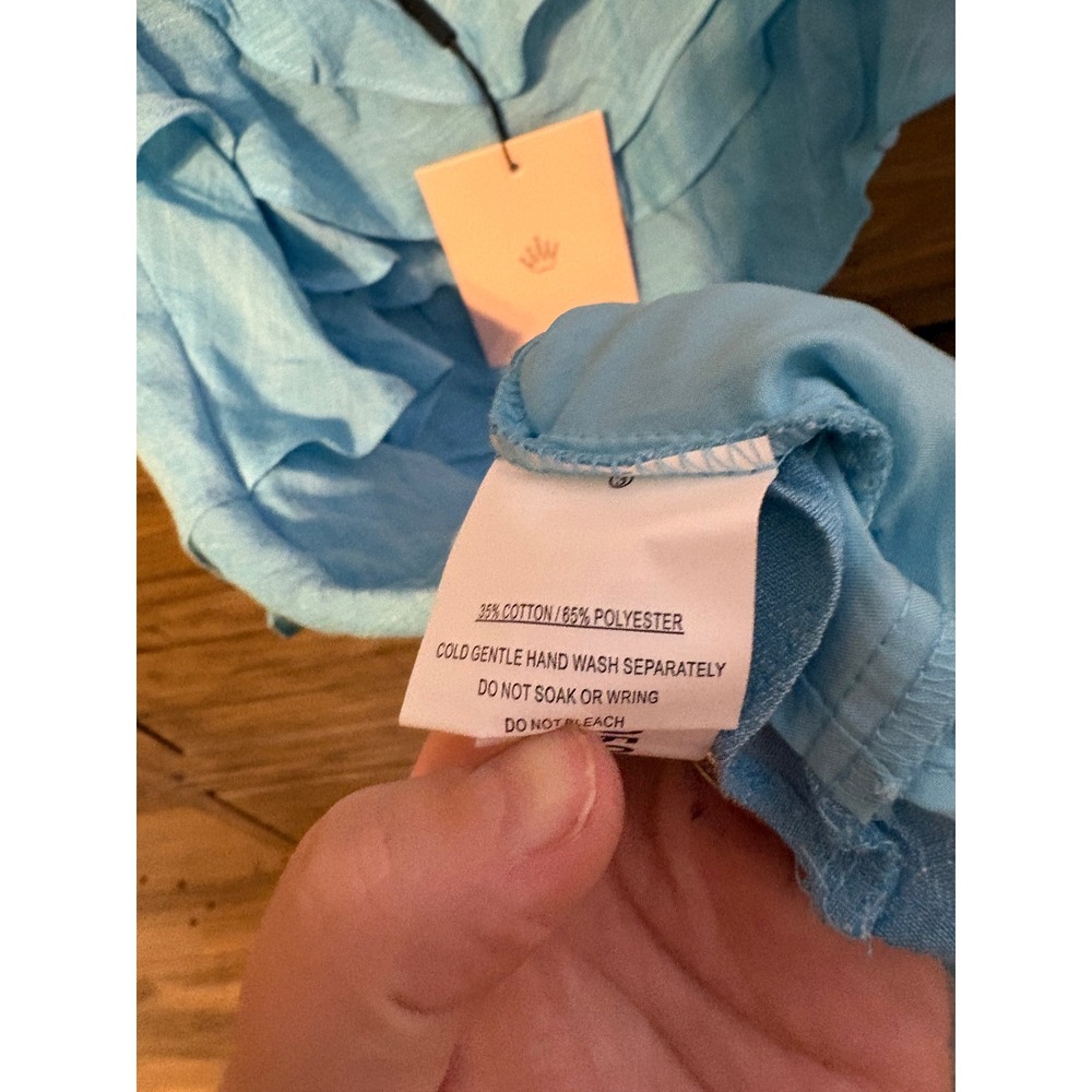 Hello Molly Blue One Shoulder Ruffle Tiered Mini Dress CM6032D Size 6 NEW - Picture 7 of 8